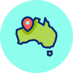 Animated Australian map icon for local support and 30-day returns
